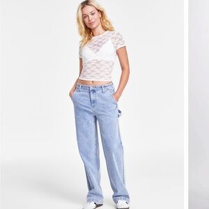 Celebrity Pink Wide Leg Carpenter Blue Denim Jeans